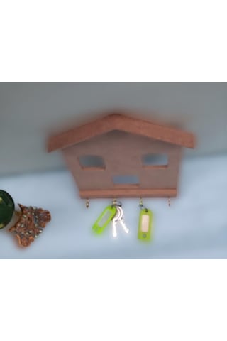 Hobi Dekoratif Model Anahtarlık Kutu Ham Ahşap Mdf El Yapım Açık Kahverengi