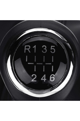Dianziye Opel Astra Corsa D Zafira B 05-10 İçin 6 Vites + R Şemalı Deri Vites Döndürücü Ve Tozalık Kılıfı - Siyah Pu Deri Siyah