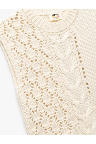 Koton Bisiklet Yaka Örgü Detaylı Basic Triko Süveter Bej 5skg90028ht Ekru