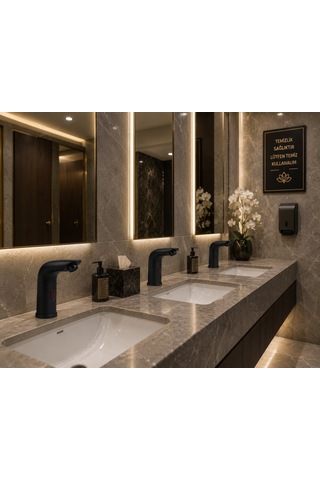 Perla Tek Su Fotoselli Siyah Lavabo Bataryası Acar 01.02.208s Altın