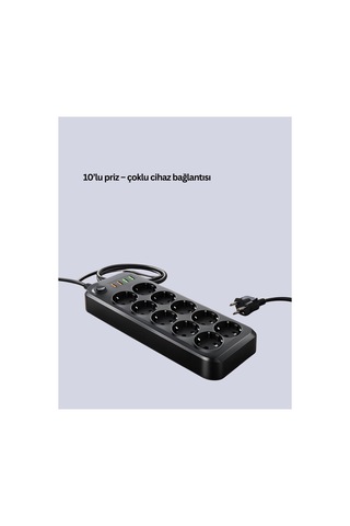 Termal Akım Korumalı 10 Lu Grup Priz Usb Type-c Hızlı Şarj 2500w 2m Kablo Beyaz 1 - 2 M