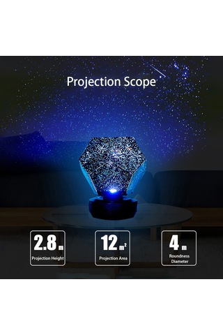 Xindoker Yıldız Gökyüzü Projeksiyonu Işığı - Sarı Beyaz Mavi 3 Renk - Şarj Edilebilir - Romantik Atmosphère Oluşturucu