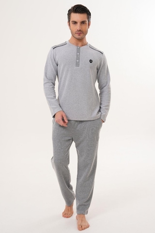 Mecit Pijama Mecit 2998 Gri Selanik Kumaş Kışlık Erkek Pijama Takımı Gri