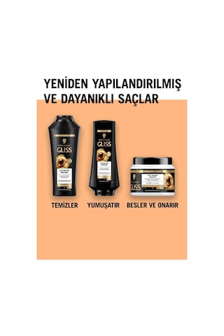 Gliss 4'ü 1 Arada Onarıcı & Yeniden Yapılandırıcı Saç Bakım Maskesi Ultimate Repair 2 x 400 ML