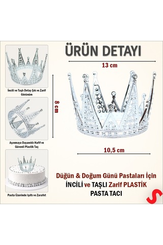 Taç - Plastik - 14 Cm X 8 Cm - Gümüş
