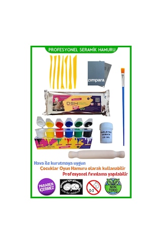 Seramik Hamuru Başlangıç Seti 10 Ebeşuar, 1000gr Beyaz Doğal Kil, Aile Anne Çocuk Atölye Etkinliği