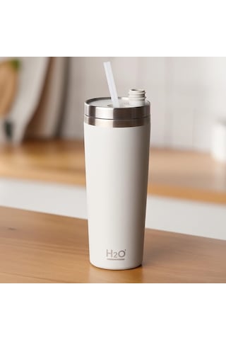 Tr Gri Paslanmaz Çelik Pipetli Termos Kupa - 660 Ml Büyük Boy Venti - Sıcak Ve Soğuk Tutan Mug - Araç Ve Ofis Ti Diğer