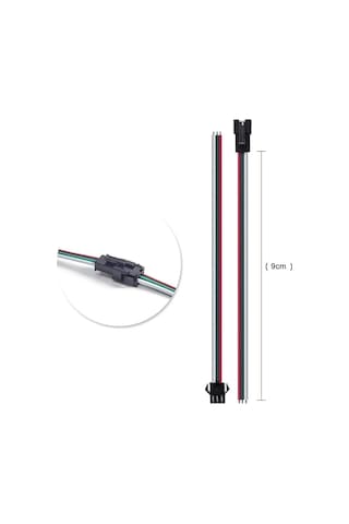 2 Adet 3 Pin Jst Sm 10cm Kablo Erkek Dişi Çifti Bağlantı Soketi Led Konnektör Şerit Led Rgb Ws2812b Ws2811