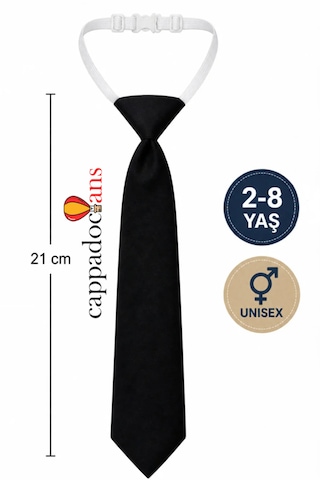 Cappadocians Çocuk Kıyafet Aksesuarı Kravat, Çocuk Giyim, Çocuk Kravatı, Lastikli, Unisex Siyah