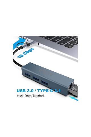 Inca Iutp-03tx Ethernet Usb 3.0+type-c 3.1 Grişli 000 Mbps 3x3.1usb Eternet-çoklayıcı
