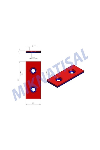 50X20X3Mm (10X5Mm) 2 Havşalı Güçlü Neodyum Mıknatıs 4 Adet