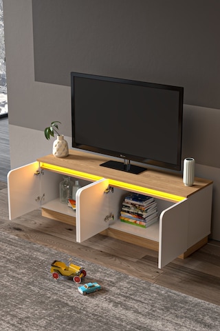 Bohem 150 Cm Ledli Tv Ünitesi Mdf Kapak Ceviz - Beyaz