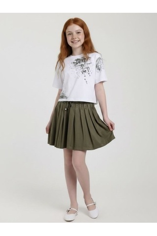 Zekids Kız Çocuk Tasarım Şort-17250 Haki