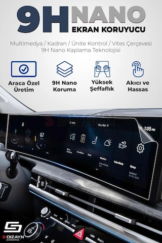 S-dizayn Ford Mustang Mach-e 9h Nano Gösterge Ekran Koruyucu Parlak 2023-2025 A+ Kalite