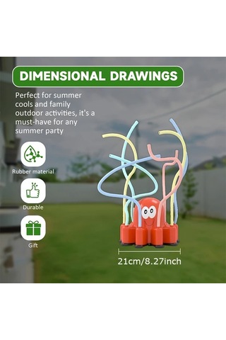 Elmpaly Kırmızı Ahtapot Sulama Sistemi: 8 Renkli Hortum İle Bahçe Oyunu - Hortumla Sulama, Elektriksiz