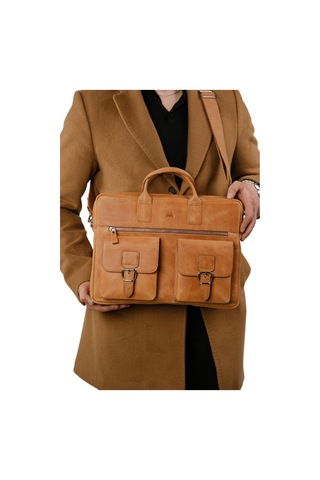 Mft Leather Hakiki Deri Laptop El Çantası Loreen 2230 Tiguan Camel