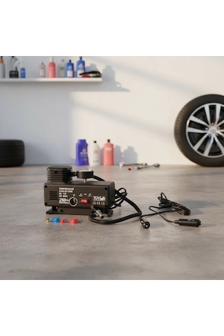 Bay 250 Psı Oto Hava Kompresörü - 220v Ve 12v Uyumlu Yol Yardım Lastik Şişirme Pompası Najmaddin Standart