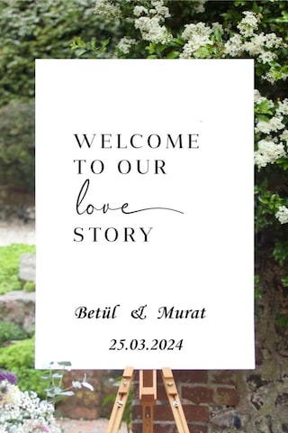 Karşılama Panosu İçin 40 Cm Genişliğinde Siyah Renk Yazı Ayna İçin Yazı Welcome To Our Love Story Yazısı