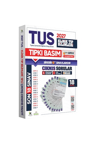 Karakutu Yayınları 2027 TUS Klinik Tıp Bilimleri ÖSYM Çıkmış Soru Tıpkı Basım Son 10 Yıl 18li Deneme Kitapçığı
