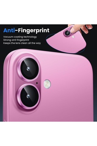 Apple Uyumlu iPhone 16 Plus Raze Metal Kamera Lens Koruyucu Pembe