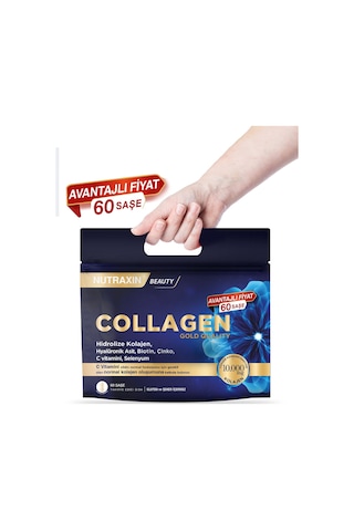 Nutraxin Collagen 60 Saşe 10.000 Mg Tip 1 Tip 3 Ananas Aromalı Avantajlı Çanta Set 60 Günlük Kullanım