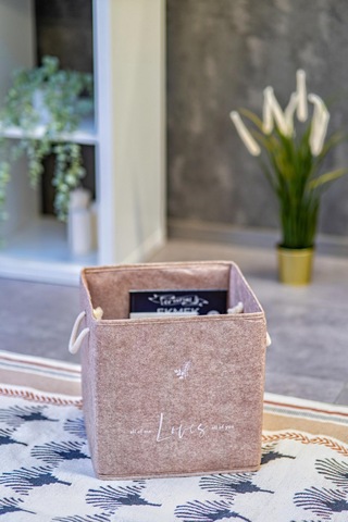 2 Adet Keçe Raf Organizer Dolap Düzenleyici Bej 30x30x30 Bej