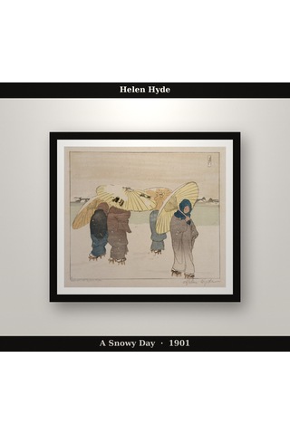 Helen Hyde A Snowy Day 1901 Poster, İllüstrasyon Duvar Tablosu Çerçevesiz