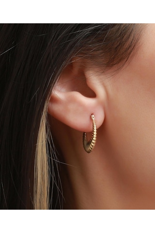 Bayar Gold 14 Ayar Altın Mini İstiridye Küpe Sarı Altın