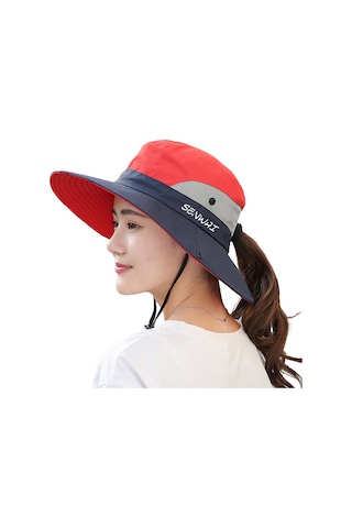 Uv Işınlarına Karşı Koruyucu Geniş Kenarlı Güneş Şapkası - Rahat Kumaşlı Ve Hava Geçirgen Kırmızı