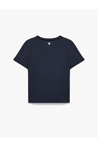 Koton Slim Fit Kısa Kollu Bisiklet Yaka Spor Tişört Lacivert 6sak10321nk