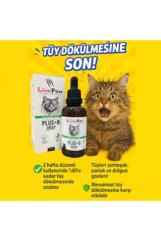 Lion Paw Kediler İçin Biotinli Multivitaminli ve Çinkolu Tüy Dökülmesini Azaltan Damla 50 ML