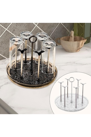 Trendooze Bar Mutfak İçme Standı Beyaz Bardak Kurutma Tezgahı Beyaz