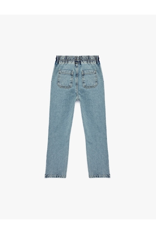 Koton Pamuklu Beli Bağcıklı Oversize Denim Jogger Pantolon Lıght Indıgo 6skb40025td Açık Mavi
