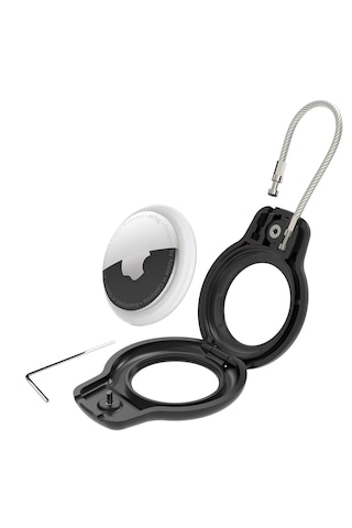 Buff Tagsafe Rope Steel Taşınabilir Anahtarlık Apple Uyumlu AirTag Kılıf Black
