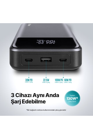 Ttec Recharger Pro Lcd 20.000mah Pd 130w Taşınabilir Hızlı Şarj Aleti/powerbank 2bb218ug Renkli