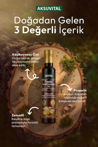 PROPOLİSLİ ZENCEFİLLİ KEÇİBOYNUZU ÖZÜ - 350 GR