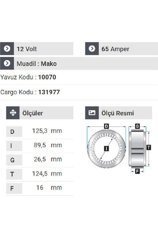 Nursan 120512 Statör 12v 65a Mako Tip Doğan Slx-tempra-uno
