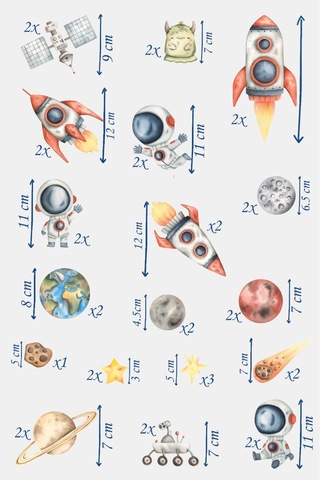 Uzay Temalı Çocuk Odası Sticker Seti