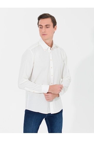 Cacharel Ekru Slim Fit Uzun Kollu Gömlek 15469610