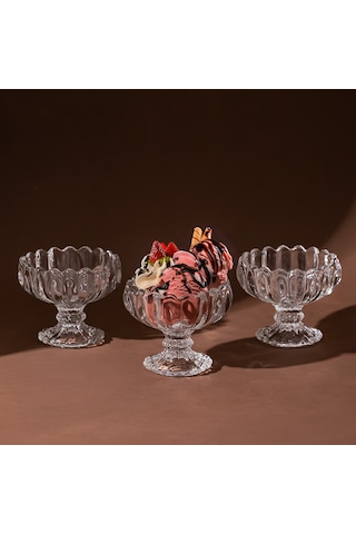 Porsima Mimoza Cam Kase Puding Tatlı Ve Dondurma Kasesi 6'lı Kase Çerez Seti Şeffaf