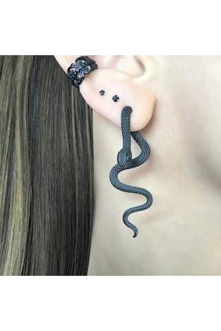 Kadınlar İçin Çok Renkli Elmas İşlemeli Abartılı Yılan Küpeler, Şık Ve Trend, Çıkarılabilir Yılan Saplama Küpeler, Antika Gümüş Aksesuarlar