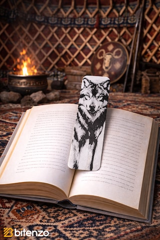 Kurt Figürlü Siyah-beyaz Kitap Ayracı