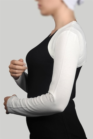 Altobeh Uzun Kollu Kadın Tesettür İçe Giyilen Bolero - Ekru Çok Renkli