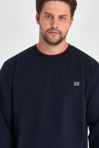 MMetalic Erkek Lacivert Çift Bisiklet Yaka Baskı Detaylı Standart Rahat Kesim Sweatshirt Lacivert