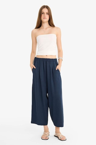 Defacto Balloon Fit Çift Cepli Normal Bel Crop Keten Karışımlı Pantolon F9960ax25aunv207 Lacivert