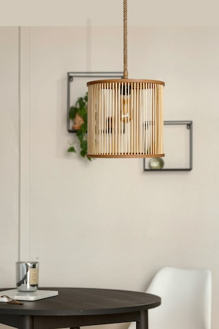 Rustik Bambu Serisi Selen Ahşap Sarkıt Avize Ahşap