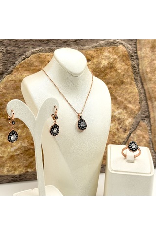 Elmas Montür Rosegold Damla Spor Gümüş Set Takım Rose Gold