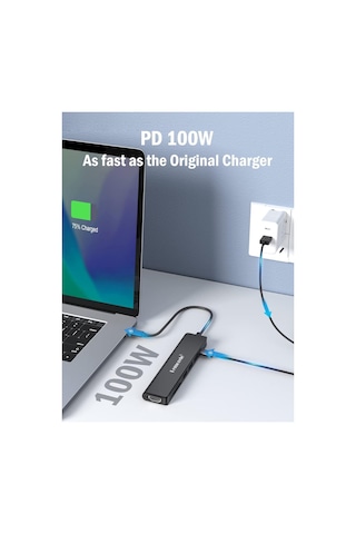 Lemorele Tc70 7 İn 1 Type-c Hub Adaptör Çoğaltıcı 4k Hdmı 100w Pd Usb 3.0 Sd/tf Kart Okuyucu Type-c Çoklayıcı