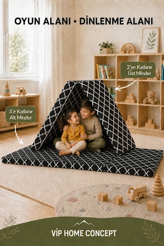 2'li Katlanabilir Çocuk Oyun Minderi ve Yer Yatağı Seti 70x180 + 70x120 CM 6 CM - Karaçatı