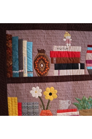 Patchwork Üç Raf Kitaplık Duvar Panosu